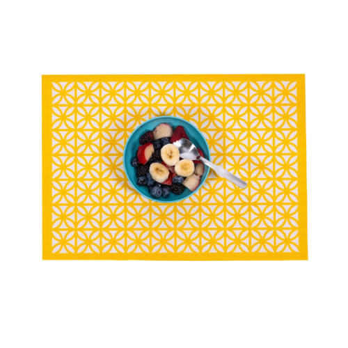 Breeze Block double-sided Woven Placemat-Yellow-set of 4