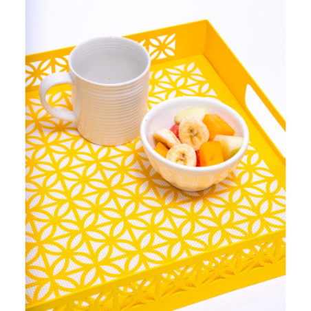 Breeze Block double-sided Woven Placemat-Yellow-set of 4