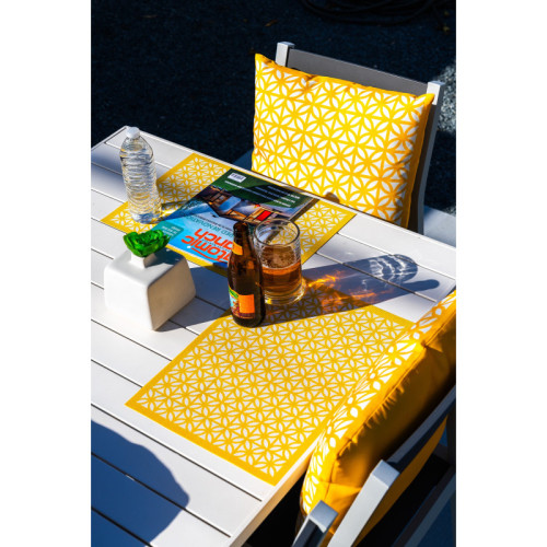 Breeze Block double-sided Woven Placemat-Yellow-set of 4