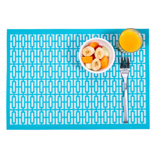 Breeze Block double-sided Woven Placemat-Turquoise-set of 4