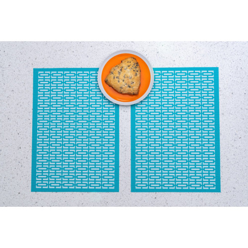 Breeze Block double-sided Woven Placemat-Turquoise-set of 4