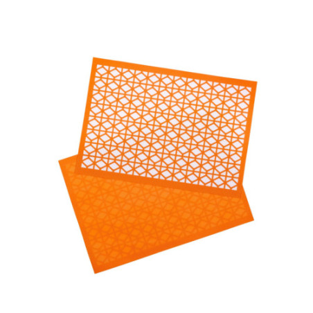 Breeze Block double-sided Woven Placemat-Orange-set of 4