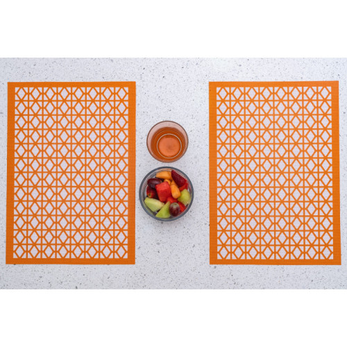 Breeze Block double-sided Woven Placemat-Orange-set of 4