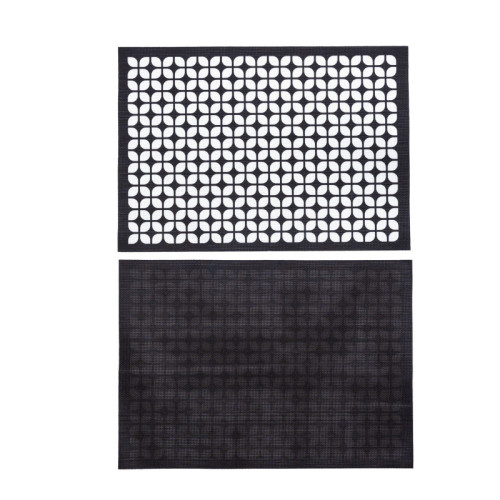 Breeze Block double-sided Woven Placemat-Black-set of 4