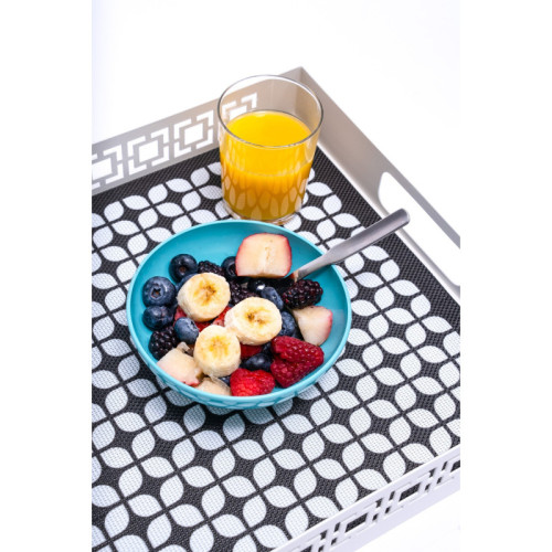 Breeze Block double-sided Woven Placemat-Black-set of 4