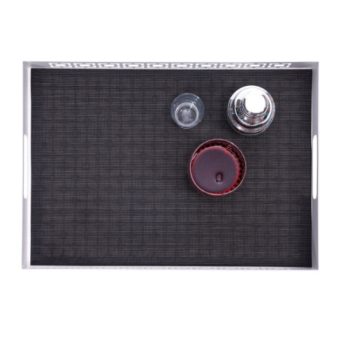 Breeze Block double-sided Woven Placemat-Black-set of 4