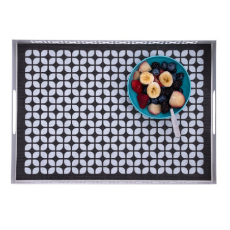 Breeze Block double-sided Woven Placemat-Black-set of 4