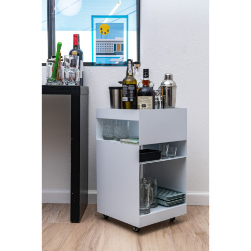 Quad Rolling Side Table-white
