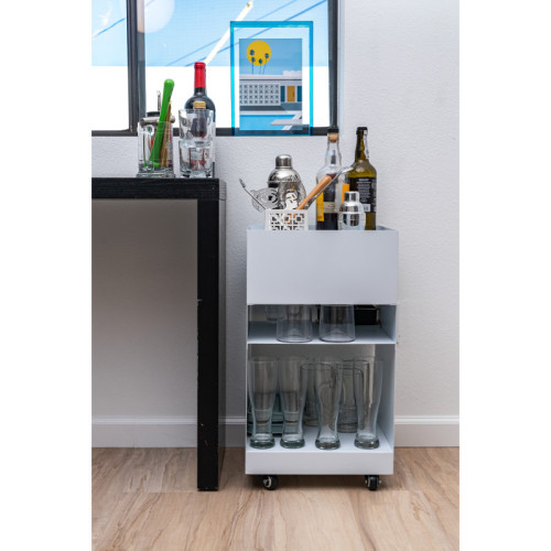 Quad Rolling Side Table-white