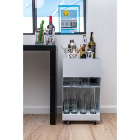 Quad Rolling Side Table-white