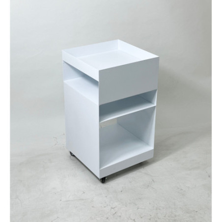 Quad Rolling Side Table-white