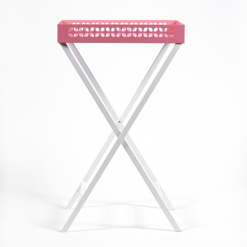 Breeze Block Metal Serving Tray  Stand Set-Pink