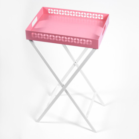 Breeze Block Metal Serving Tray  Stand Set-Pink