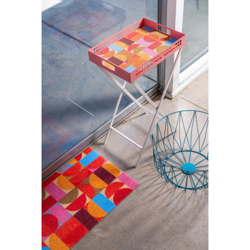 Breeze Block Metal Serving Tray  Stand Set-Pink