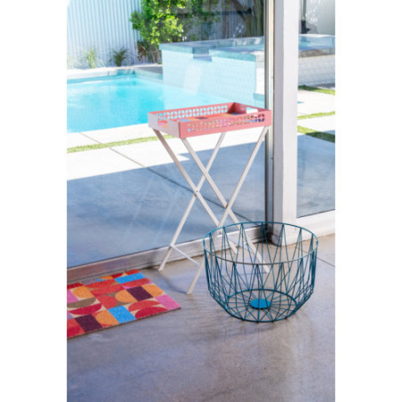 Breeze Block Metal Serving Tray  Stand Set-Pink