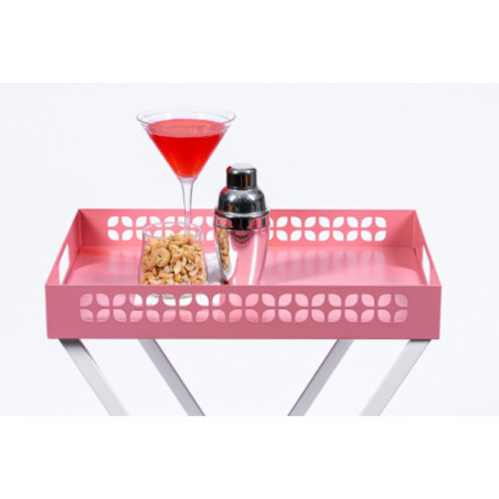 Breeze Block Metal Serving Tray  Stand Set-Pink