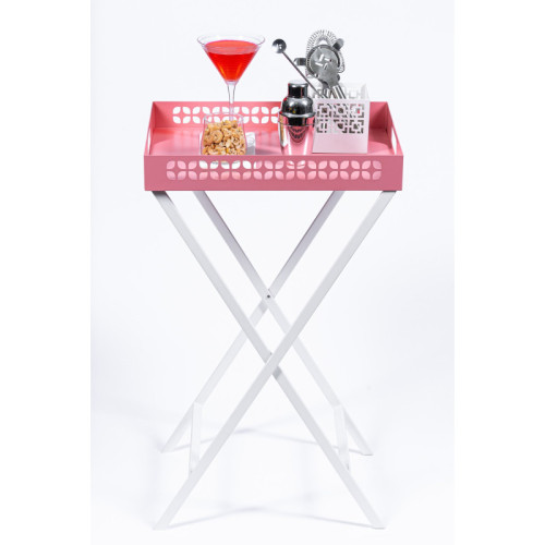 Breeze Block Metal Serving Tray  Stand Set-Pink