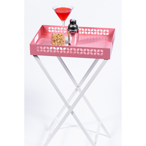 Breeze Block Metal Serving Tray  Stand Set-Pink