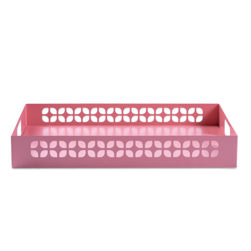 Breeze Block Metal Serving Tray  Stand Set-Pink
