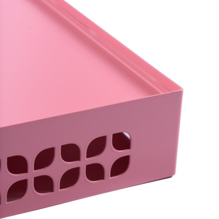 Breeze Block Metal Serving Tray  Stand Set-Pink