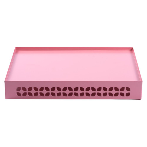 Breeze Block Metal Serving Tray  Stand Set-Pink