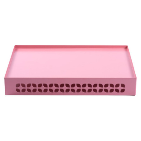 Breeze Block Metal Serving Tray  Stand Set-Pink