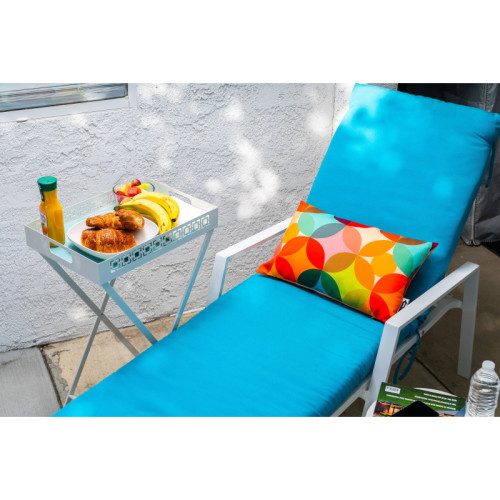 Breeze Block Metal Serving Tray  Stand Set-White