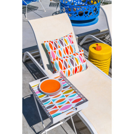Breeze Block Metal Serving Tray  Stand Set-White