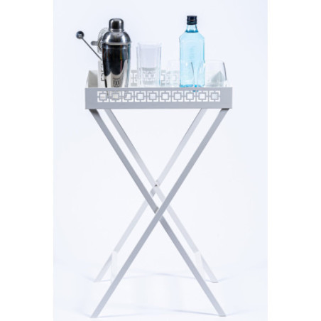 Breeze Block Metal Serving Tray  Stand Set-White