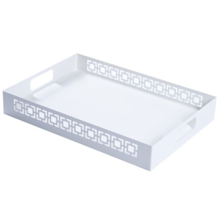 Breeze Block Metal Serving Tray  Stand Set-White