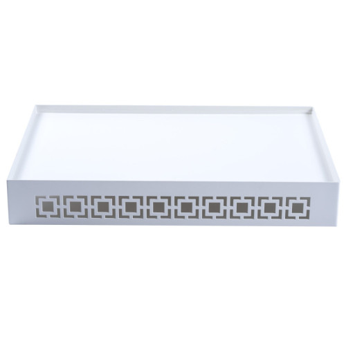 Breeze Block Metal Serving Tray  Stand Set-White