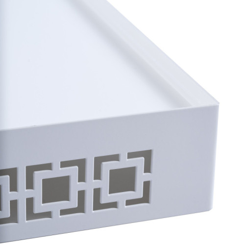 Breeze Block Metal Serving Tray  Stand Set-White