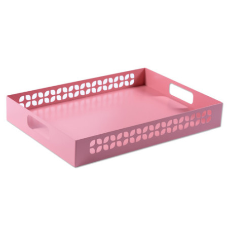 Breeze Block Metal Serving Tray Rectangular-Pink