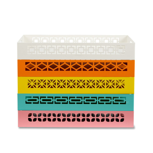 Breeze Block Metal Serving Tray Rectangular-Pink
