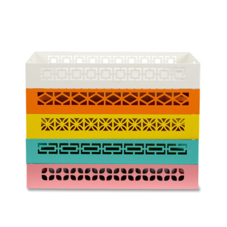 Breeze Block Metal Serving Tray Rectangular-Pink