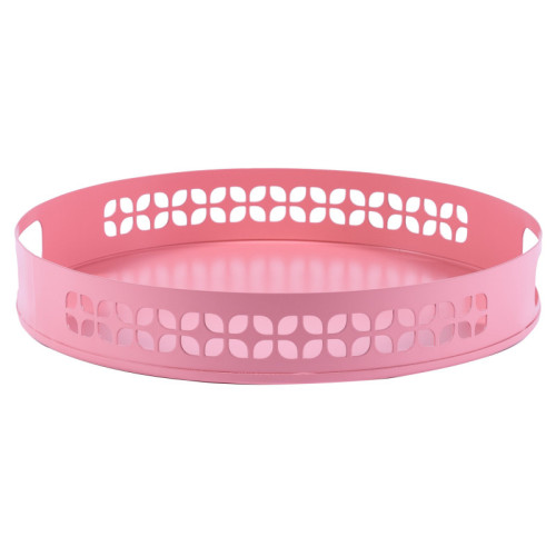 Breeze Block Metal Serving Tray Round-Pink