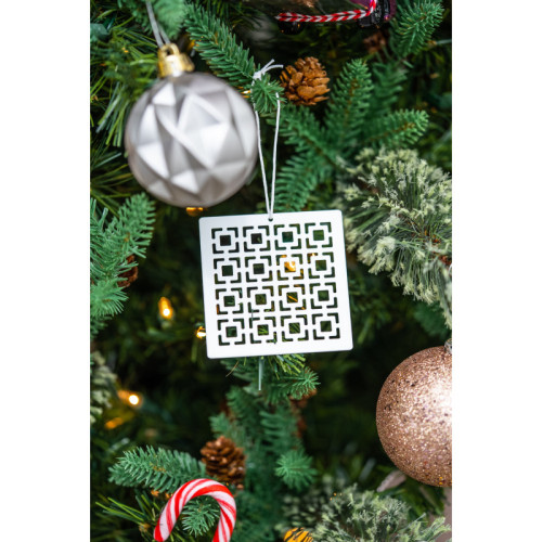 Breeze Block Metal Ornament- Vista Vue in white - set of 4