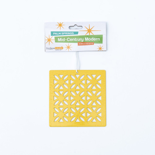 Breeze Block Metal Ornament- Sunflower in lemon - set of 4