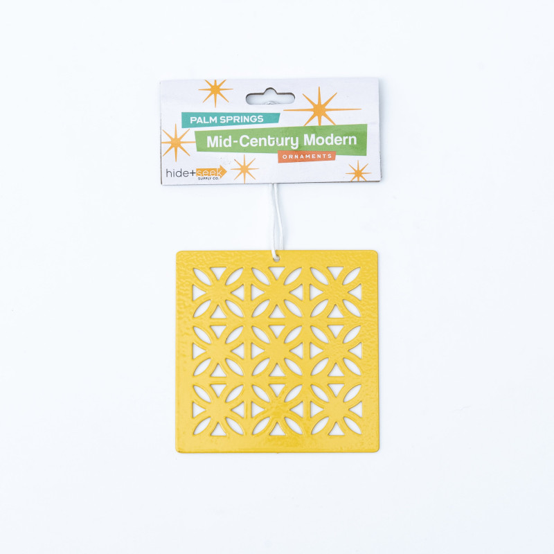 Breeze Block Metal Ornament- Sunflower in lemon - set of 4