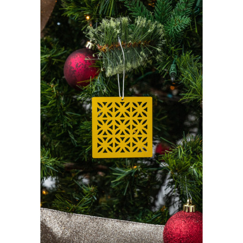 Breeze Block Metal Ornament- Sunflower in lemon - set of 4