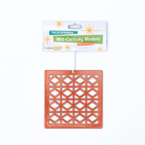 Breeze Block Metal Ornament- Cordova in orange - set of 4