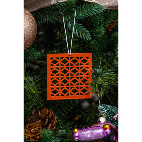 Breeze Block Metal Ornament- Cordova in orange - set of 4