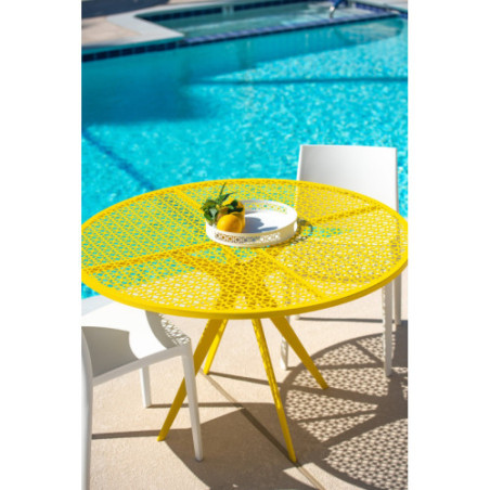Breeze Block Metal Serving Tray Round-White