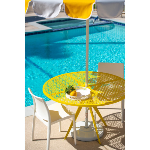 Breeze Block Metal Serving Tray Round-White