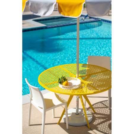 Breeze Block Metal Serving Tray Round-White