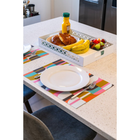 Breeze Block Metal Serving Tray Rectangular-White