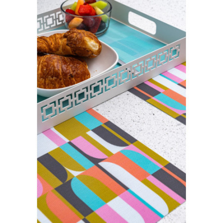 Breeze Block Metal Serving Tray Rectangular-White