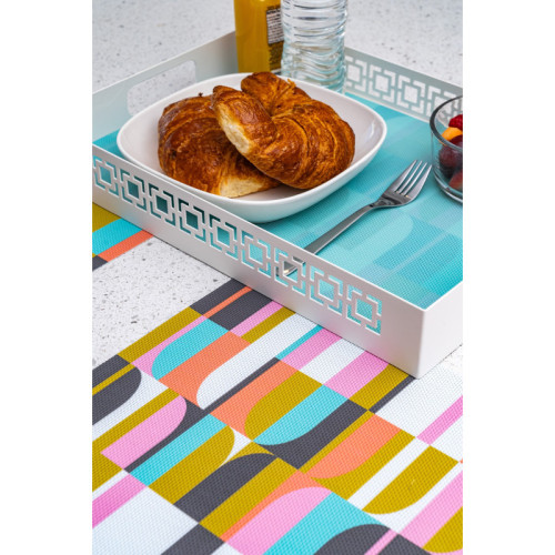 Breeze Block Metal Serving Tray Rectangular-White