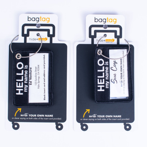 Hello My Name Is Bag Tag-black-double sided