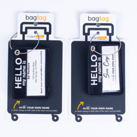 Hello My Name Is Bag Tag-black-double sided